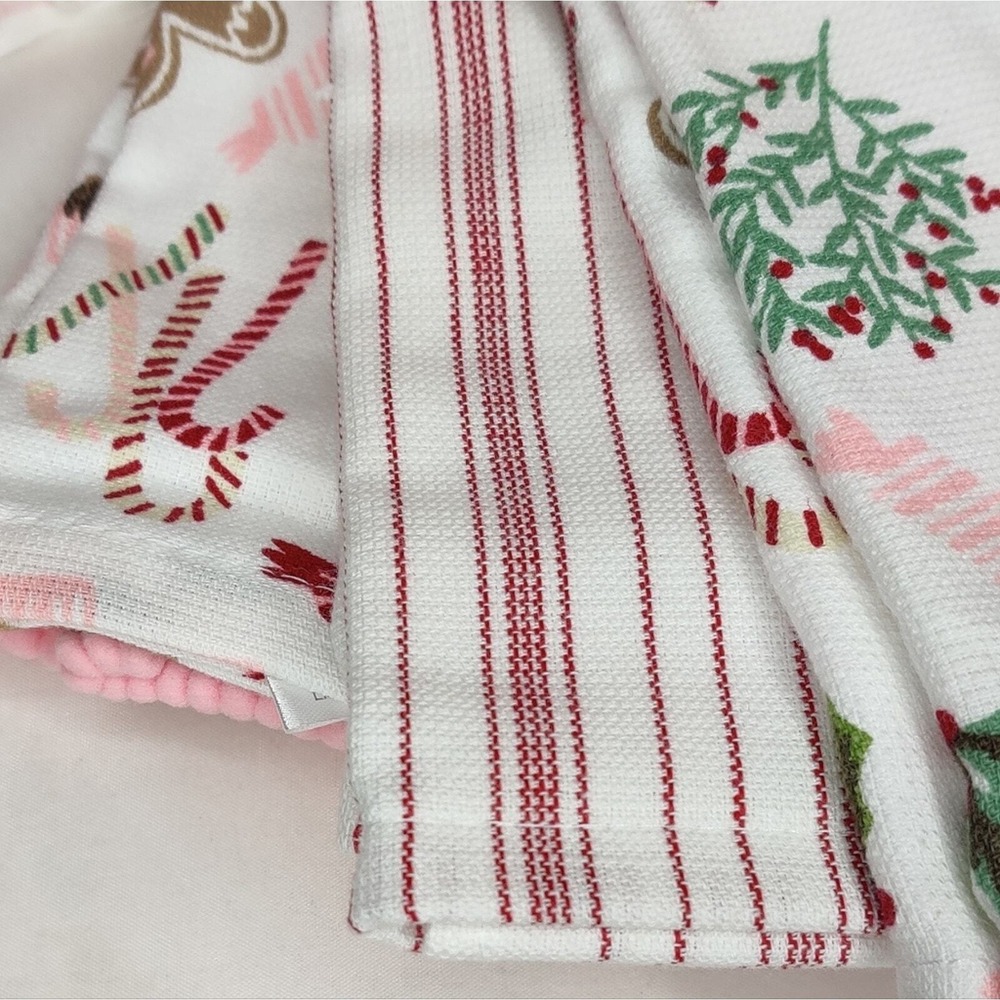 Pastel Pink Gingerbread Shabby Chic Christmas Kitchen Hand Towels - Picture 5 of 10